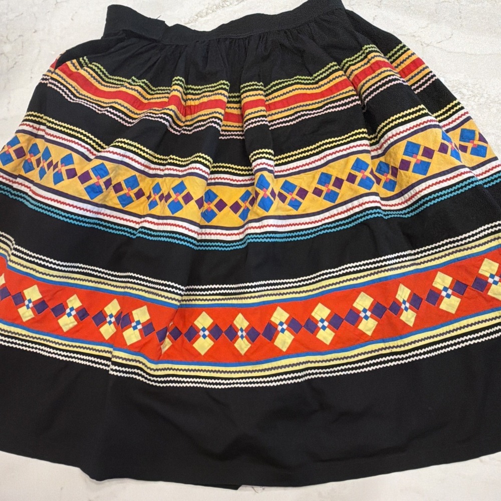 Vintage Seminole Miccosukee Patchwork Native Skirt Sz Med Estimated 1950s - Picture 8 of 9